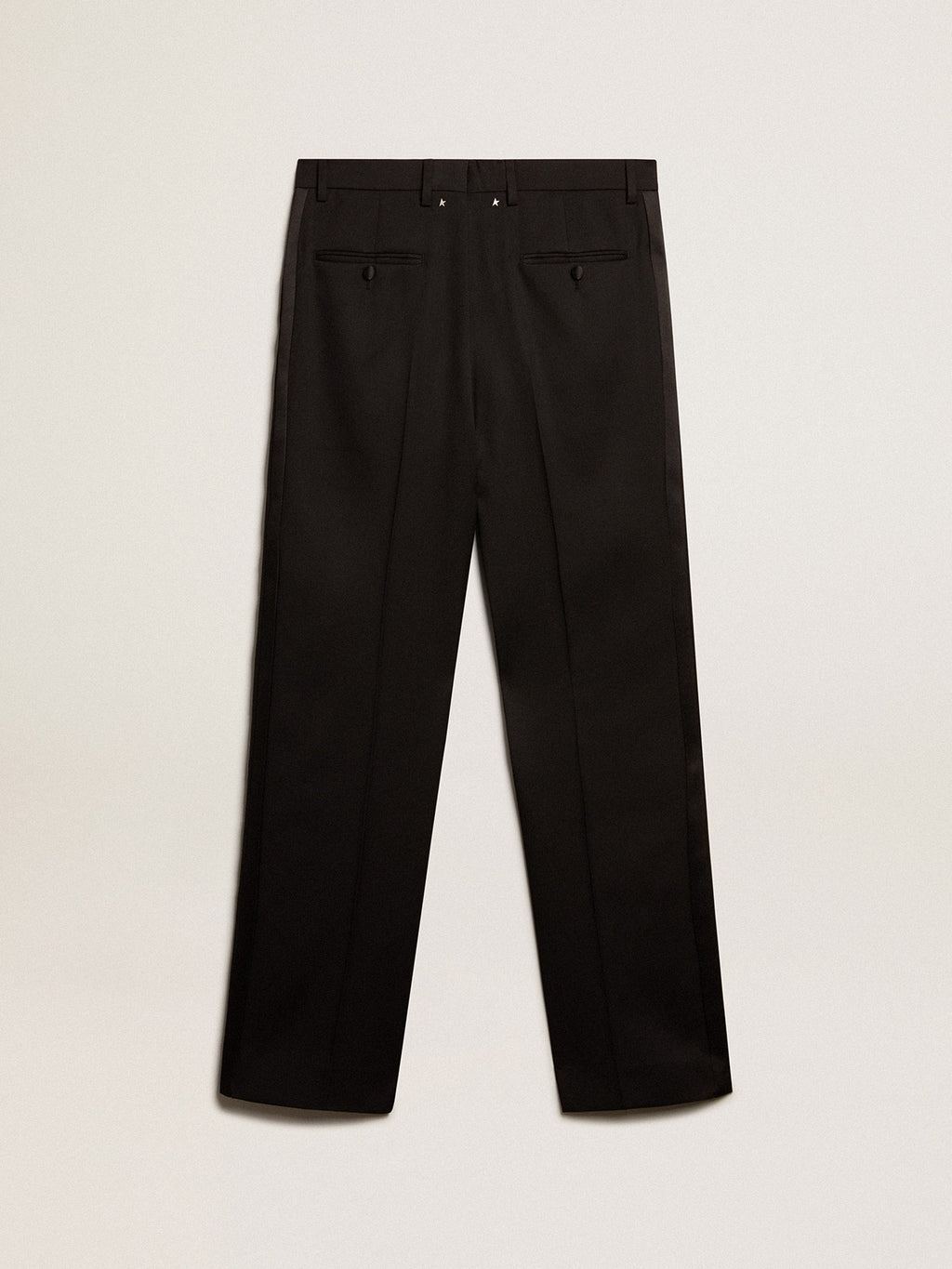 Men's tuxedo pants in black wool gabardine| Golden Goose