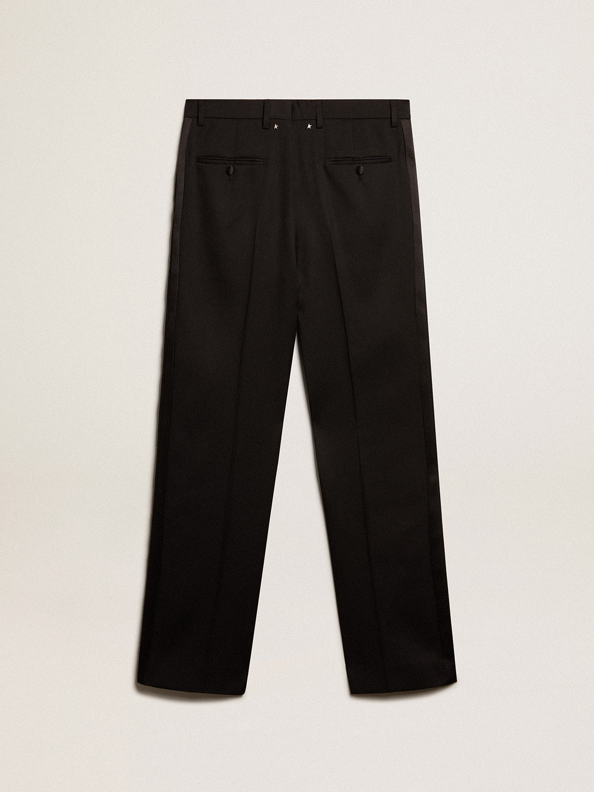 Men's tuxedo pants in black wool gabardine| Golden Goose