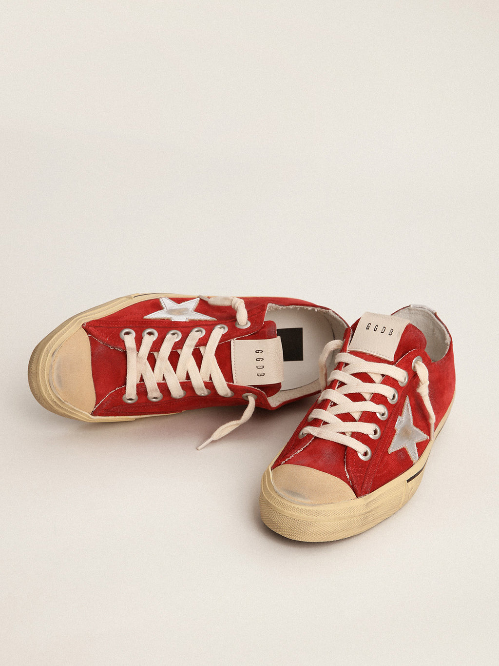 Women's V-Star LTD in dark red suede with silver star| Golden Goose