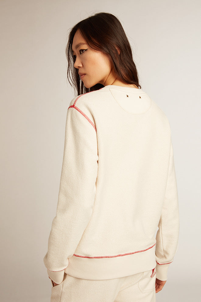 Women's heritage white sweatshirt with CNY logo| Golden Goose