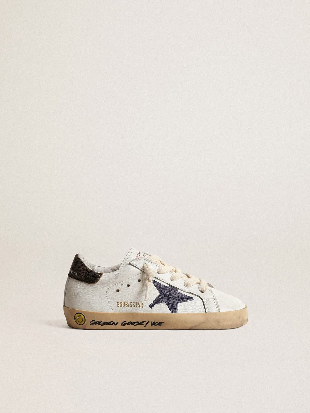 Super-Star Junior in nappa with a printed star and black heel tab| Golden Goose