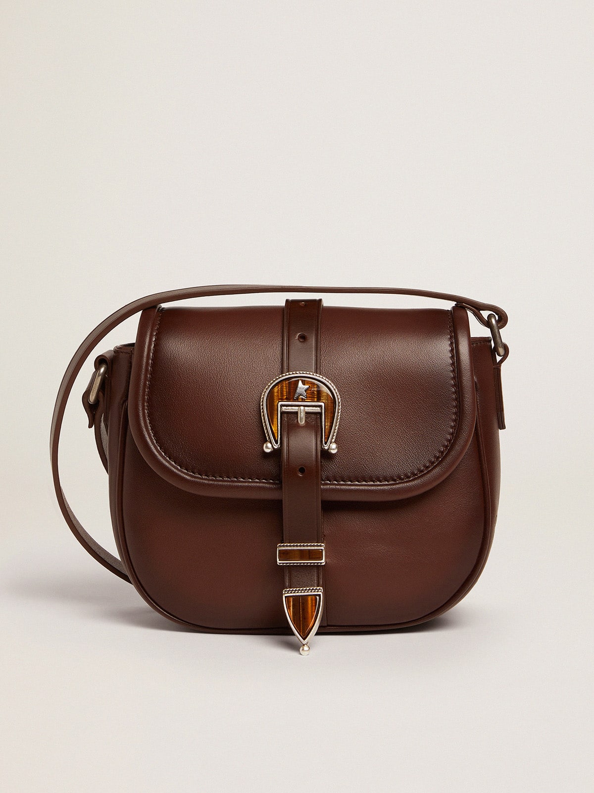 Women's small Rodeo Bag in dark tan leather| Golden Goose