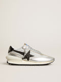 Women's Marathon with silver ripstop nylon upper and black star| Golden Goose