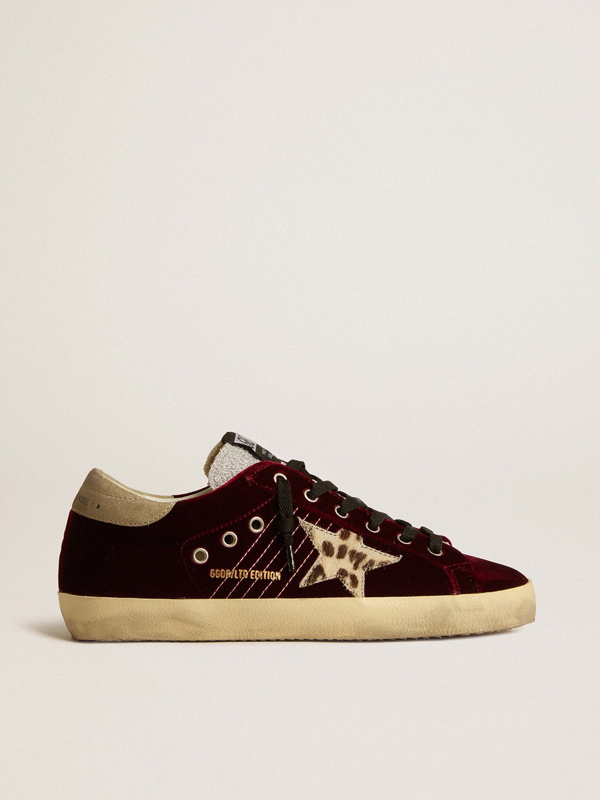 Women's Super-Star LTD in velvet with pony skin star and glitter tongue| Golden Goose
