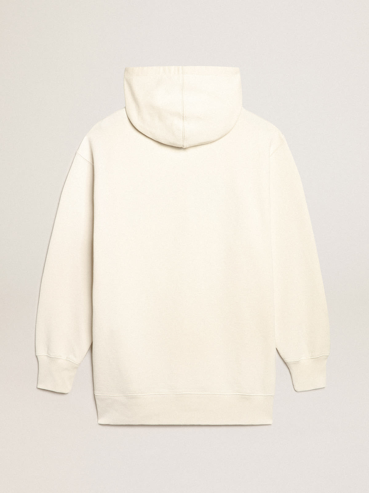 White sweatshirt dress with hood and Golden patch| Golden Goose