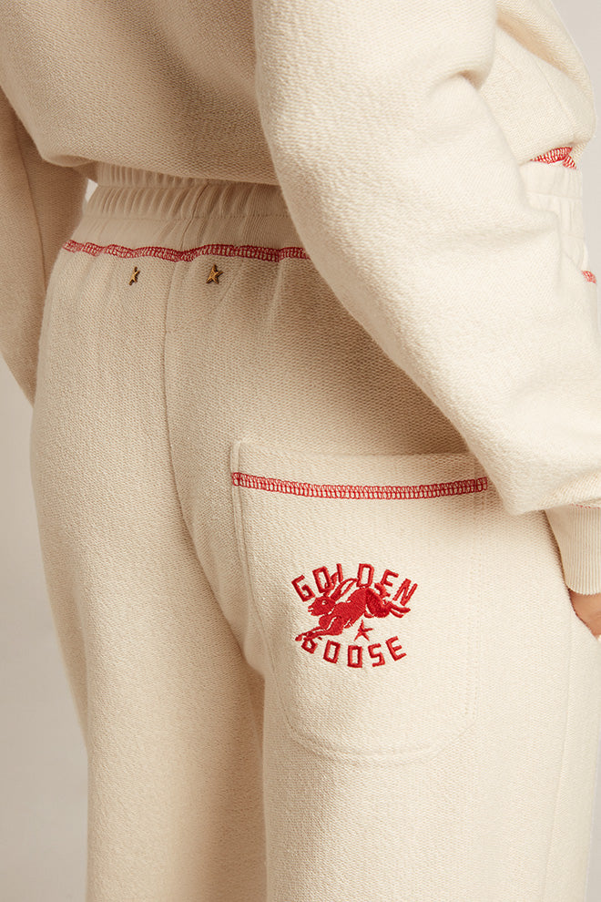 Women's heritage white joggers with CNY logo| Golden Goose