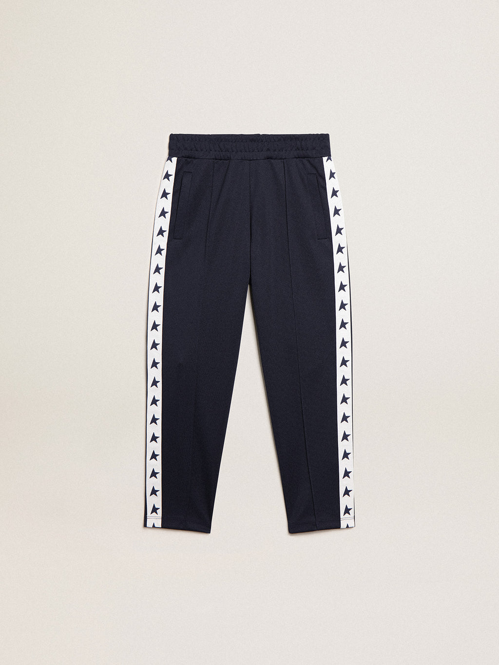 Dark blue joggers with white strip and contrasting stars| Golden Goose