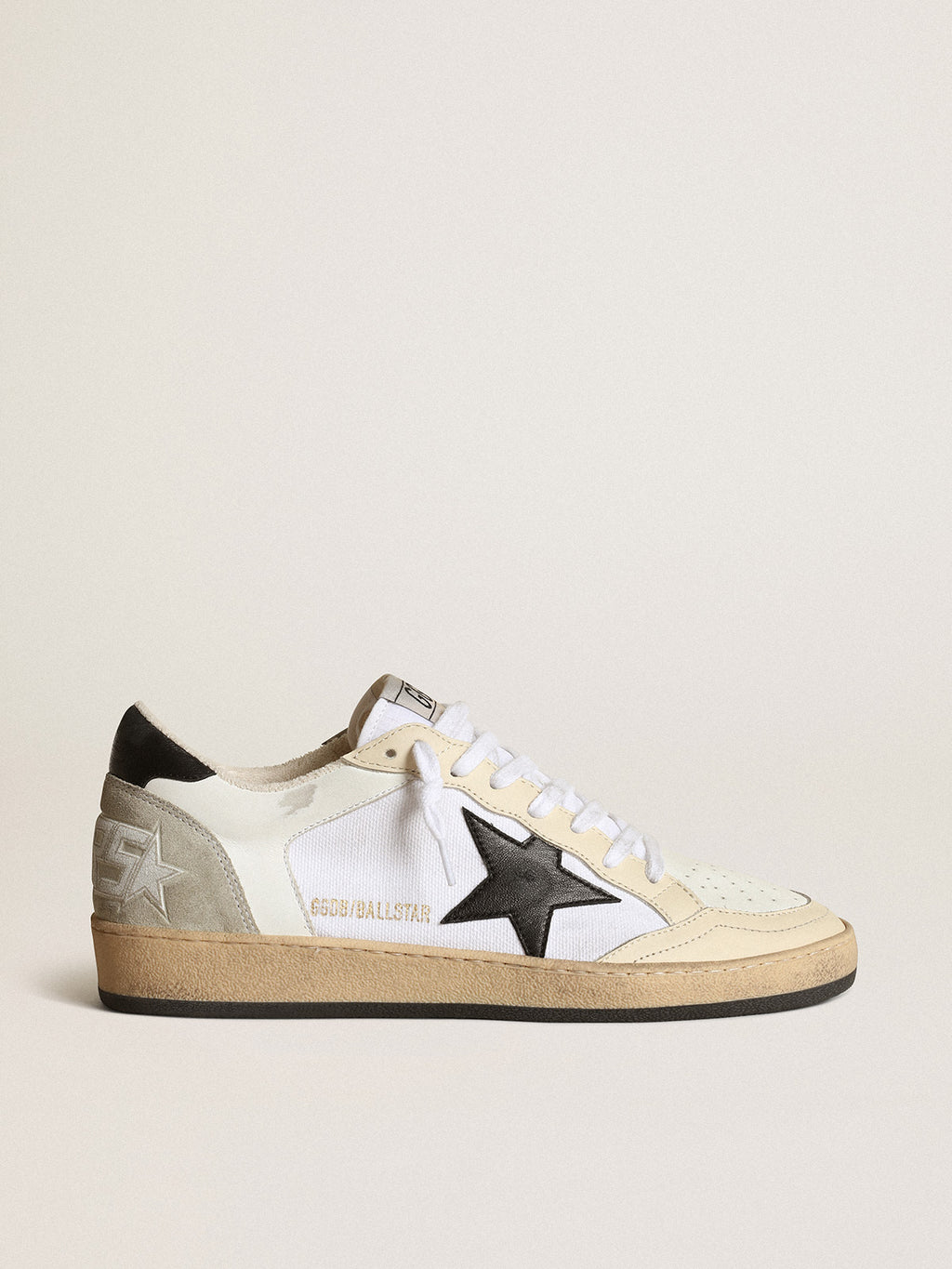 Women's Ball Star in white canvas and leather with black star| Golden Goose