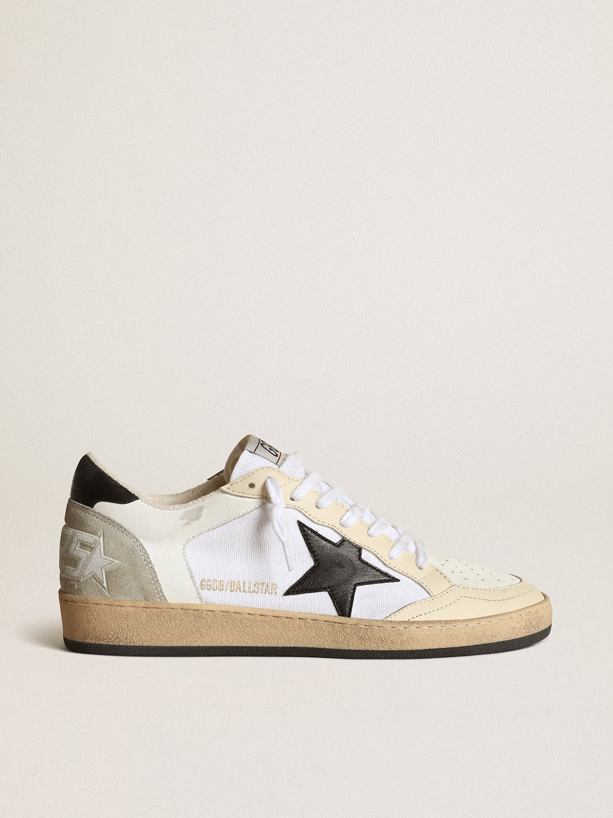 Women's Ball Star in white canvas and leather with black star| Golden Goose