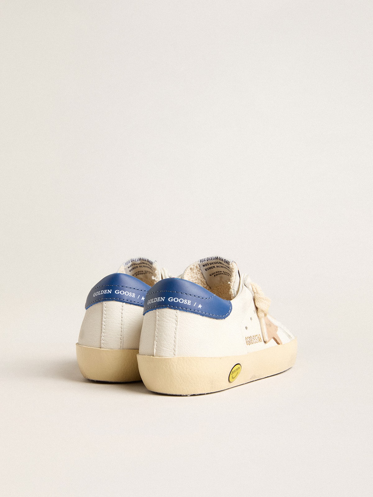 Junior Super-Star in nappa leather with a beige star and blue heel tab| Golden Goose