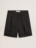 Men's bermuda shorts in dark blue wool| Golden Goose