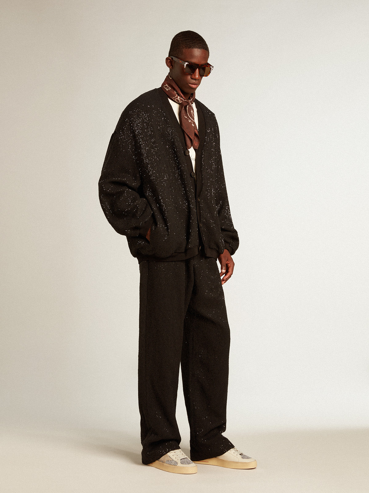 Men's Stardan in suede with sand star and silver crystal inserts| Golden Goose