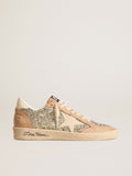 Women's Ball Star in platinum glitter with cream leather star and nubuck toe| Golden Goose