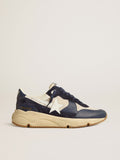 Running Sole in cream mesh and blue leather with a white leather star| Golden Goose