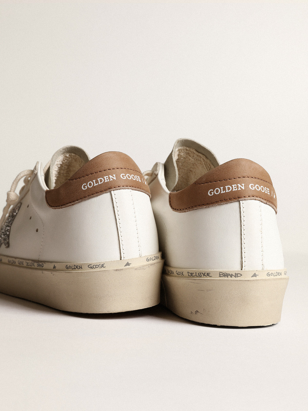 Hi Star with silver glitter star and dove-gray nubuck heel tab| Golden Goose