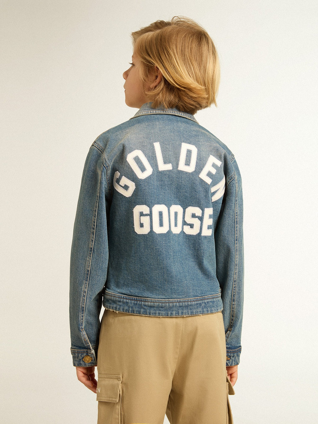 Boys' mid-wash denim jacket| Golden Goose