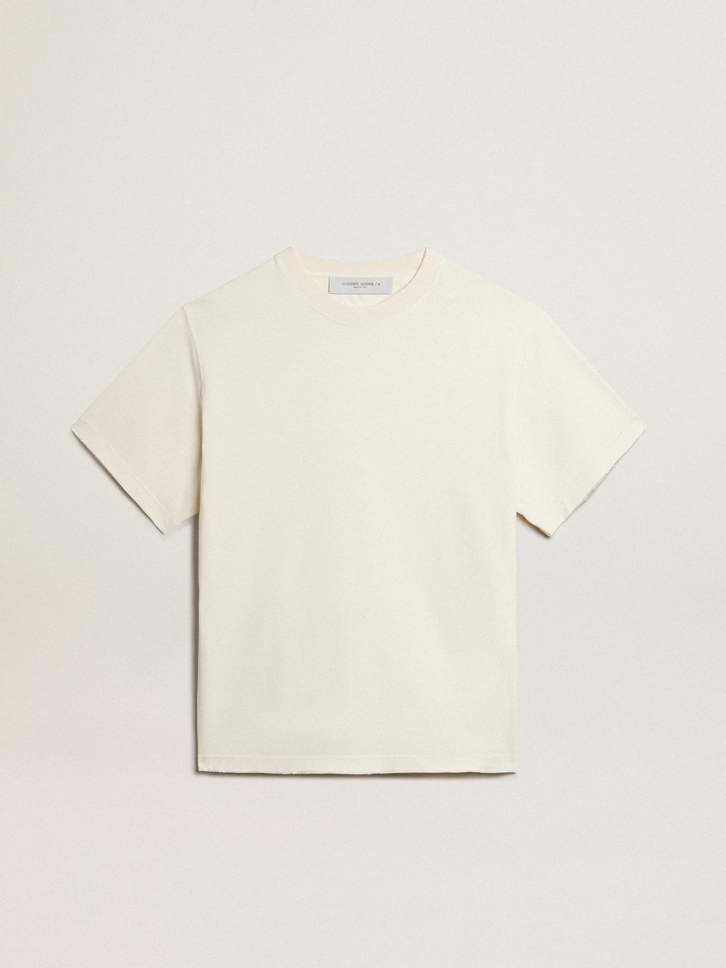 T-shirt in aged white with reverse logo on the back - Jersey Capsule| Golden Goose