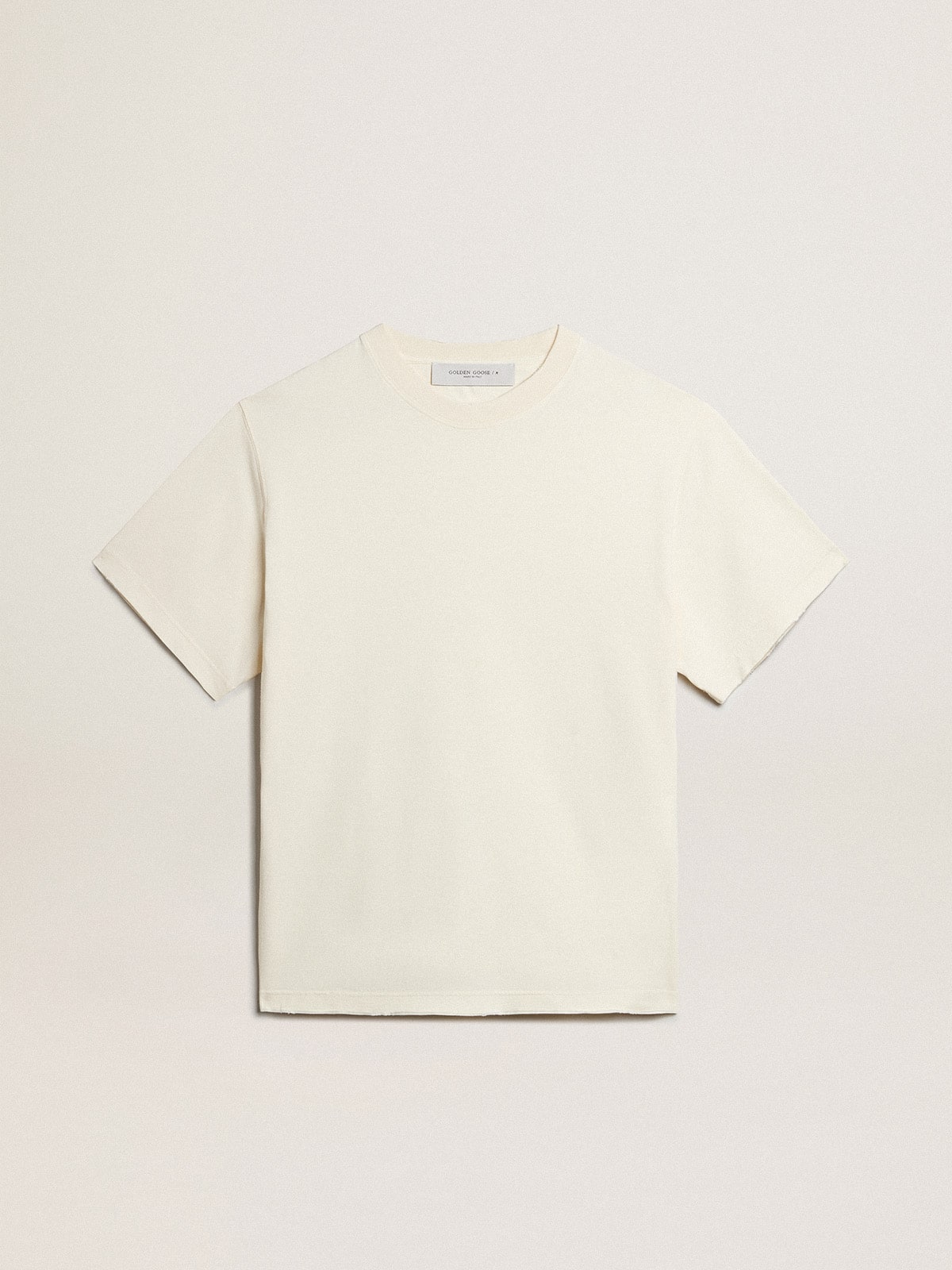 T-shirt in aged white with reverse logo on the back - Jersey Capsule| Golden Goose