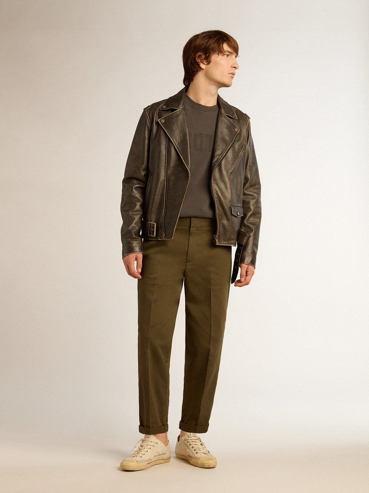 Military-green Golden Collection chinos| Golden Goose