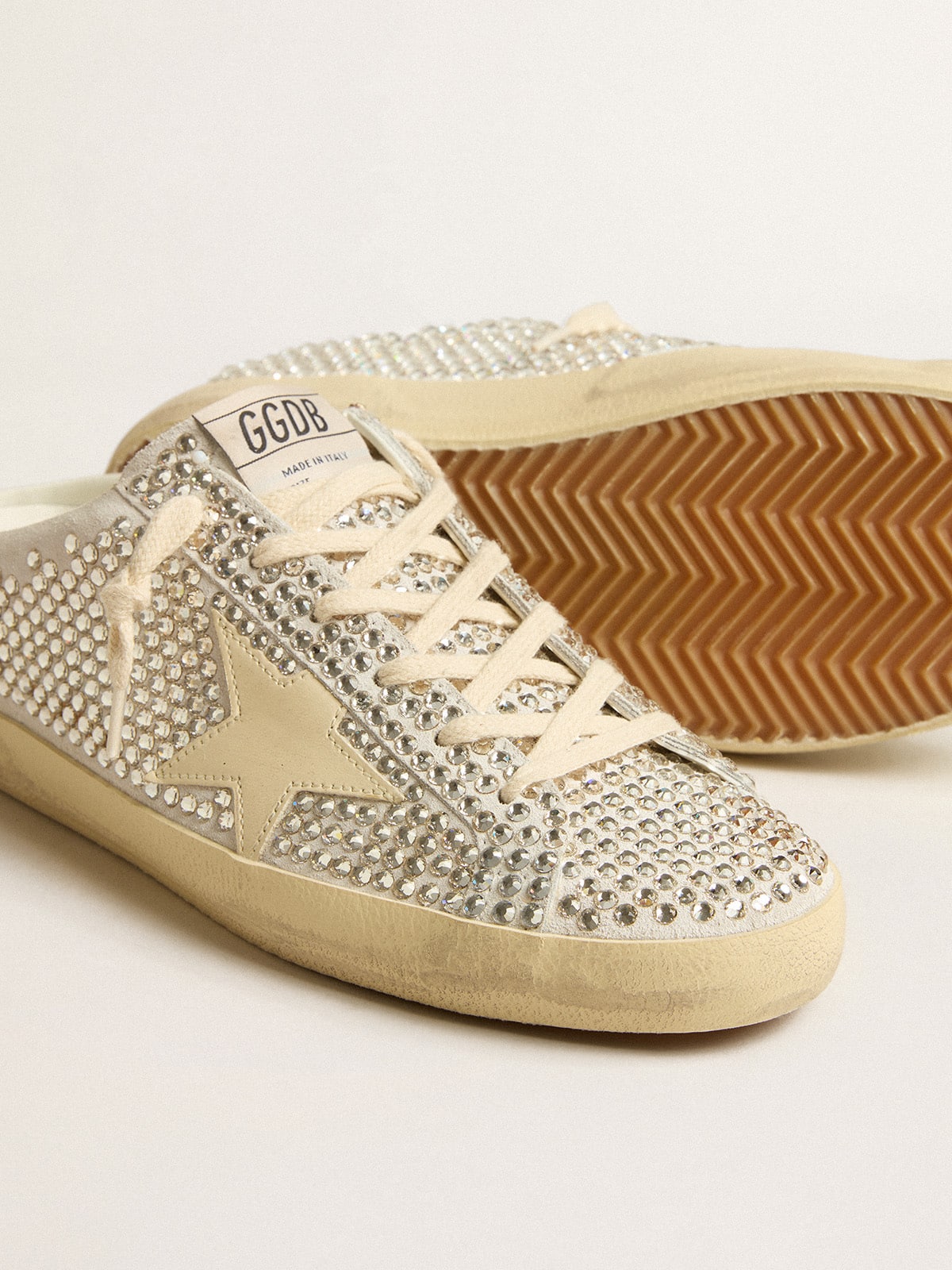 Women's Super-Star Sabots LTD in Swarovski crystals with white leather star| Golden Goose