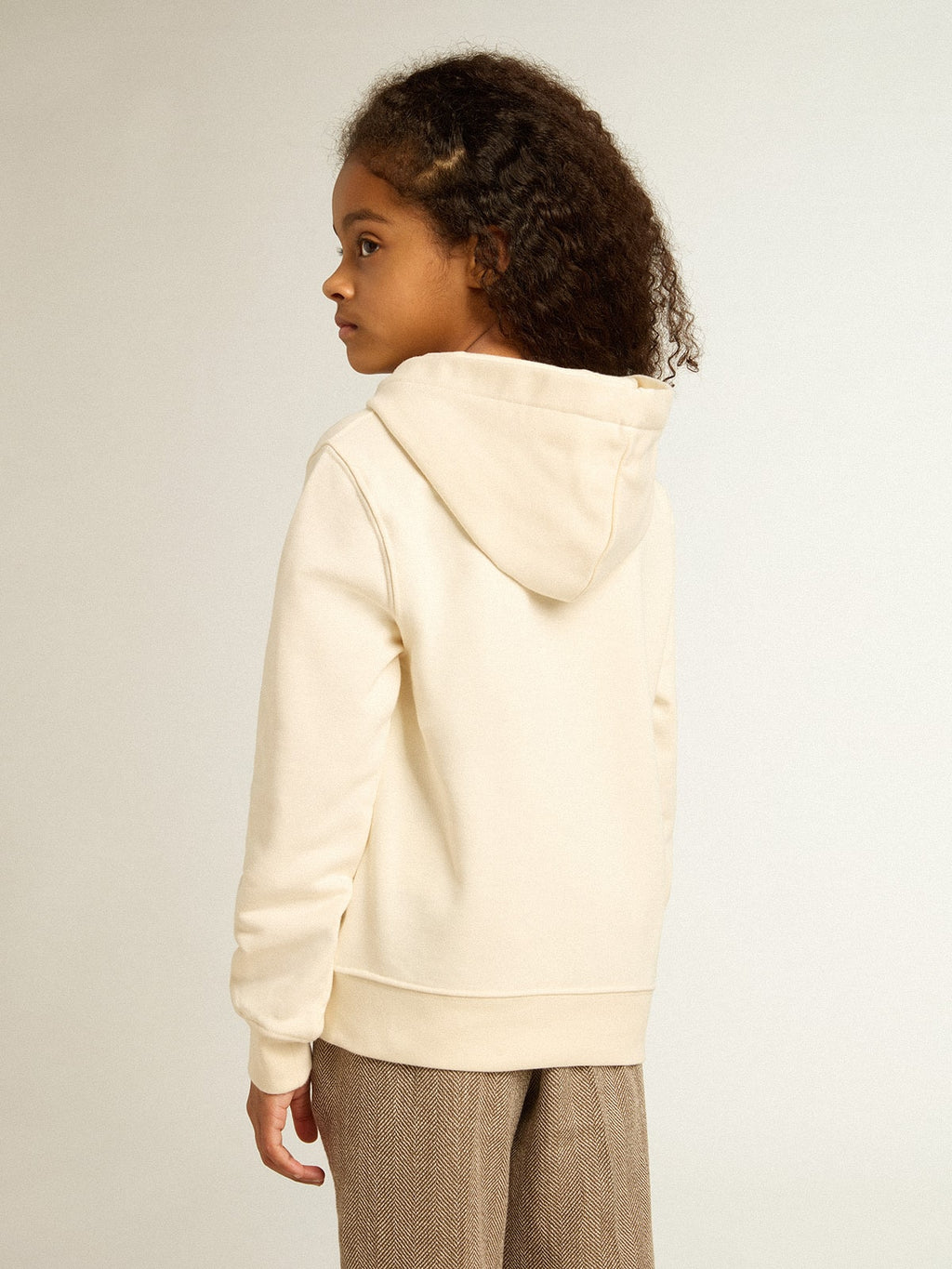 Hooded sweatshirt in aged white with patches| Golden Goose