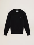 Black Archibald Star Collection sweatshirt with tone-on-tone star on the front| Golden Goose