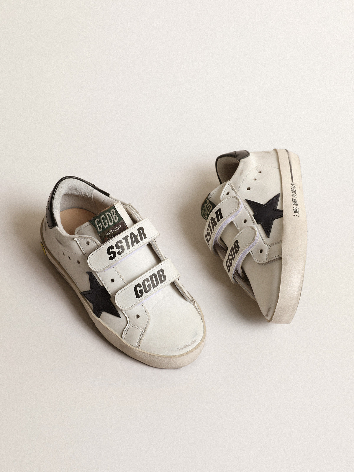 Old School Young with metallic leather star and black heel tab| Golden Goose