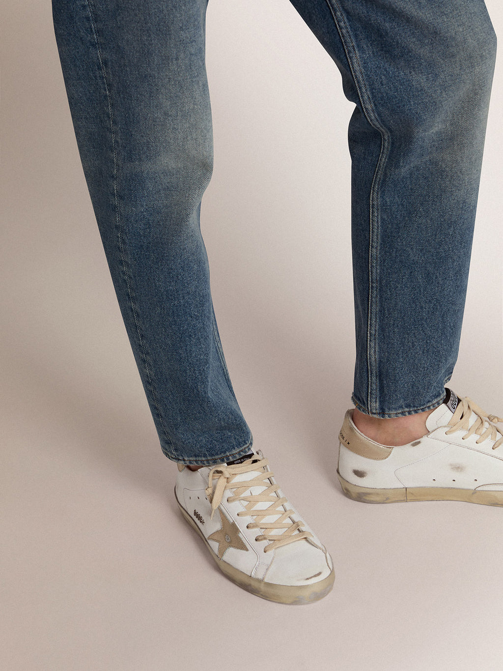 Men's Super-Star with gold sparkle foxing and lettering| Golden Goose