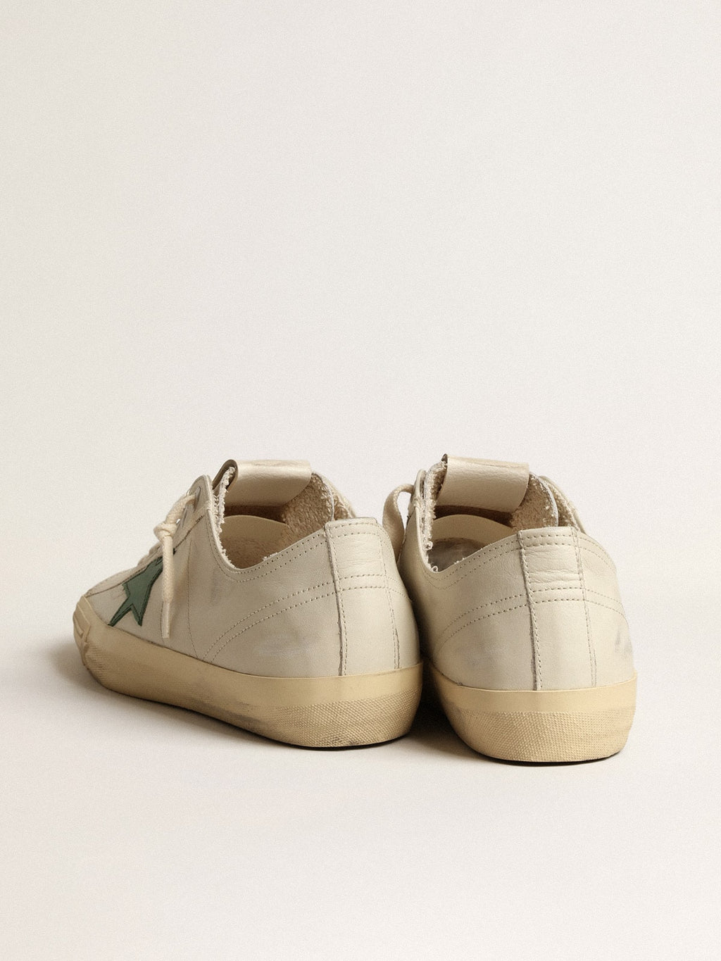 V-Star in glossy leather with green leather star| Golden Goose