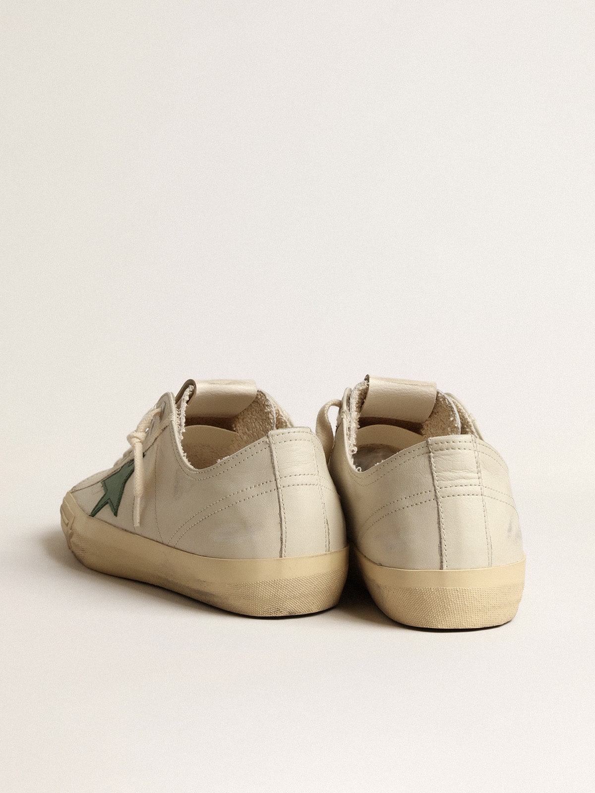 V-Star in glossy leather with green leather star| Golden Goose