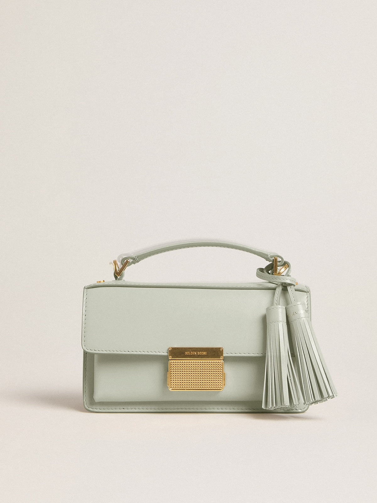 Small Venezia Bag in mineral-gray boarded leather with gold details| Golden Goose