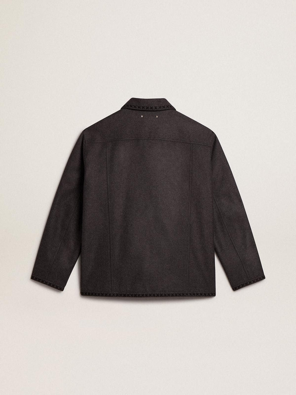 Gray melange woolen jacket with button fastening| Golden Goose
