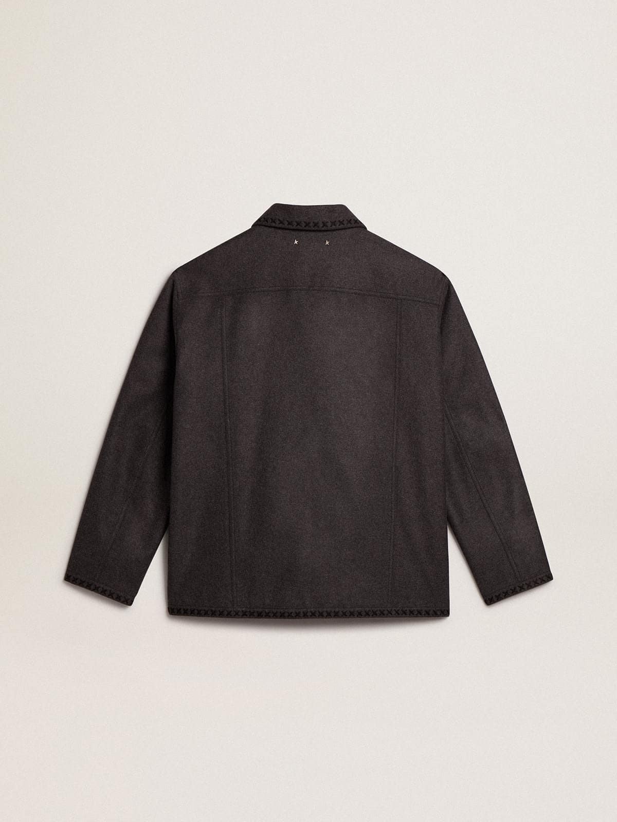 Gray melange woolen jacket with button fastening| Golden Goose