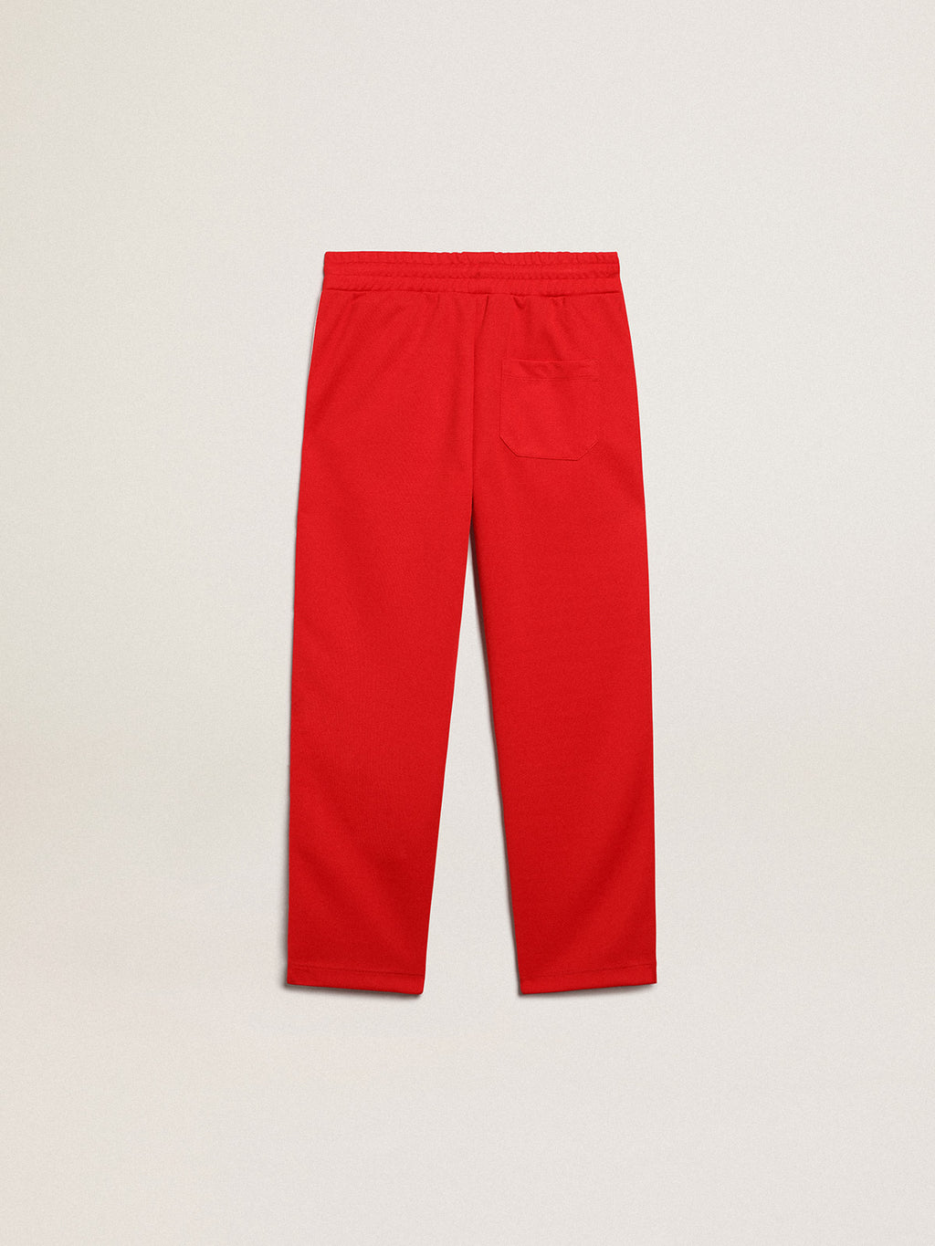 Red joggers with white stripe with contrasting red stars| Golden Goose