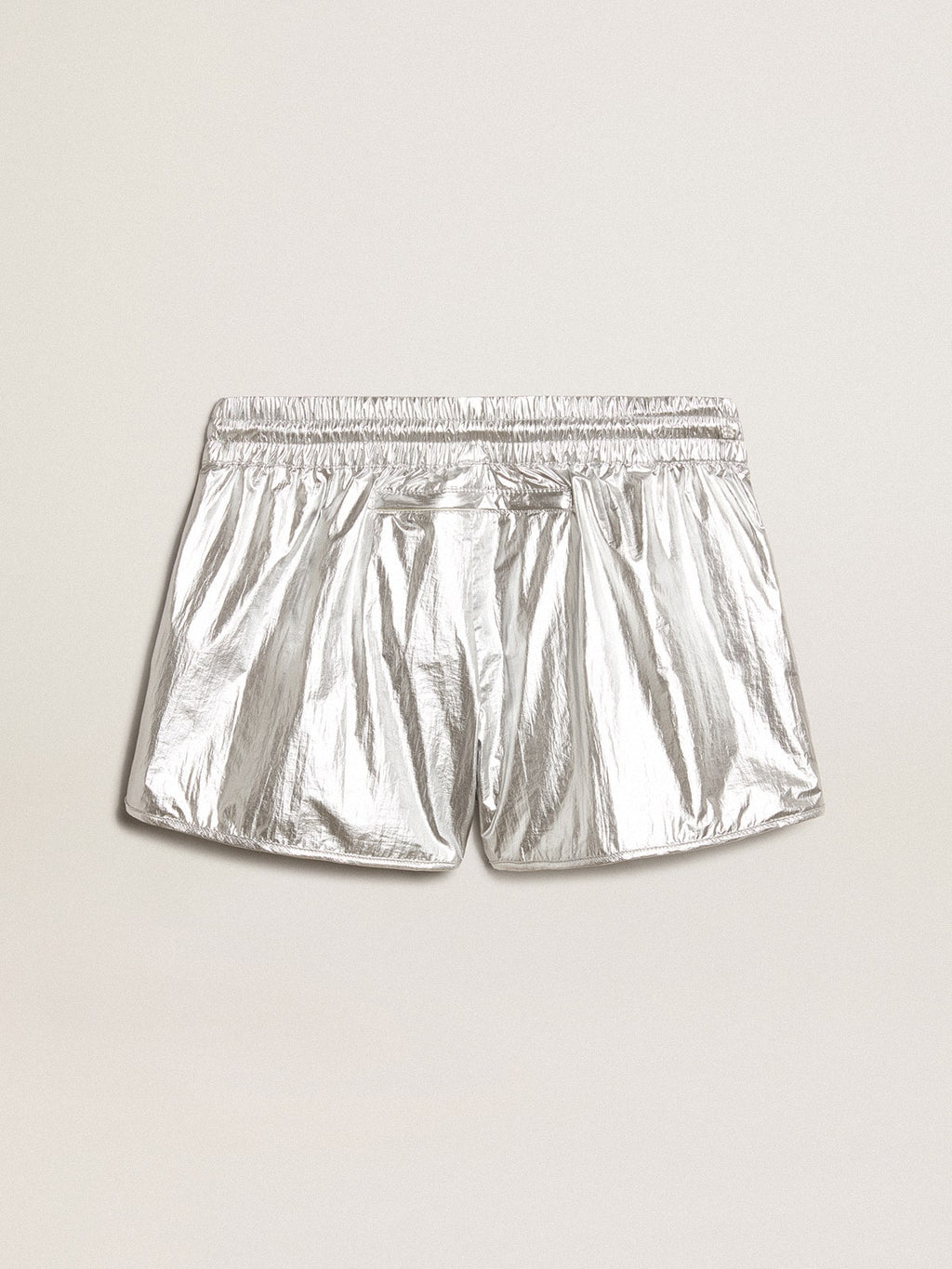 Women's running shorts in silver fabric| Golden Goose
