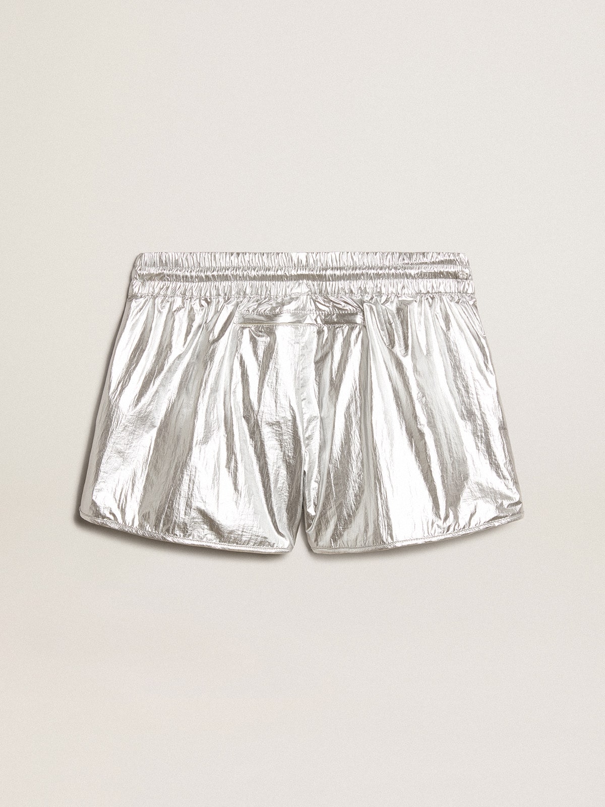 Women's running shorts in silver fabric| Golden Goose