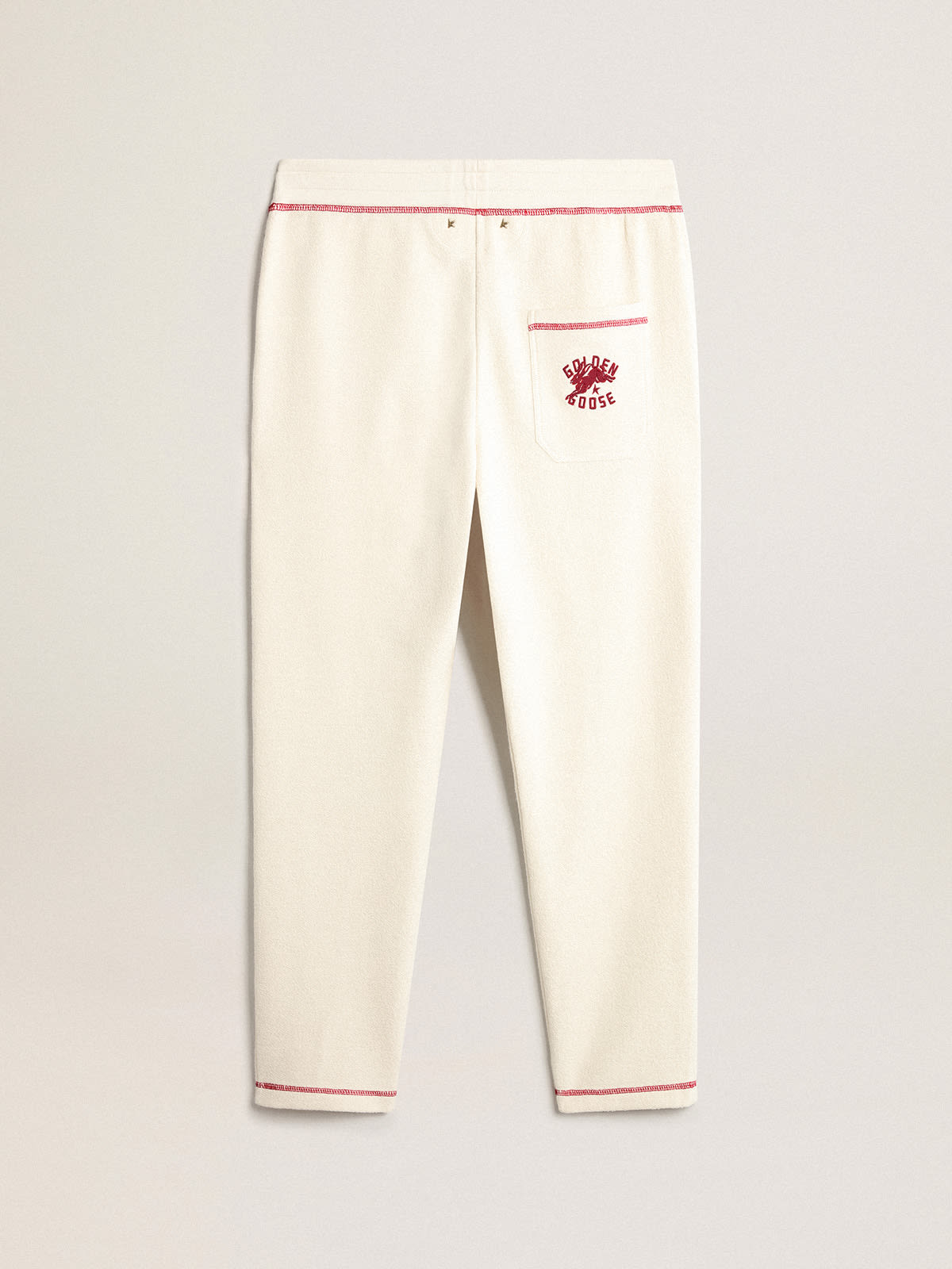Men's heritage white joggers with CNY logo| Golden Goose