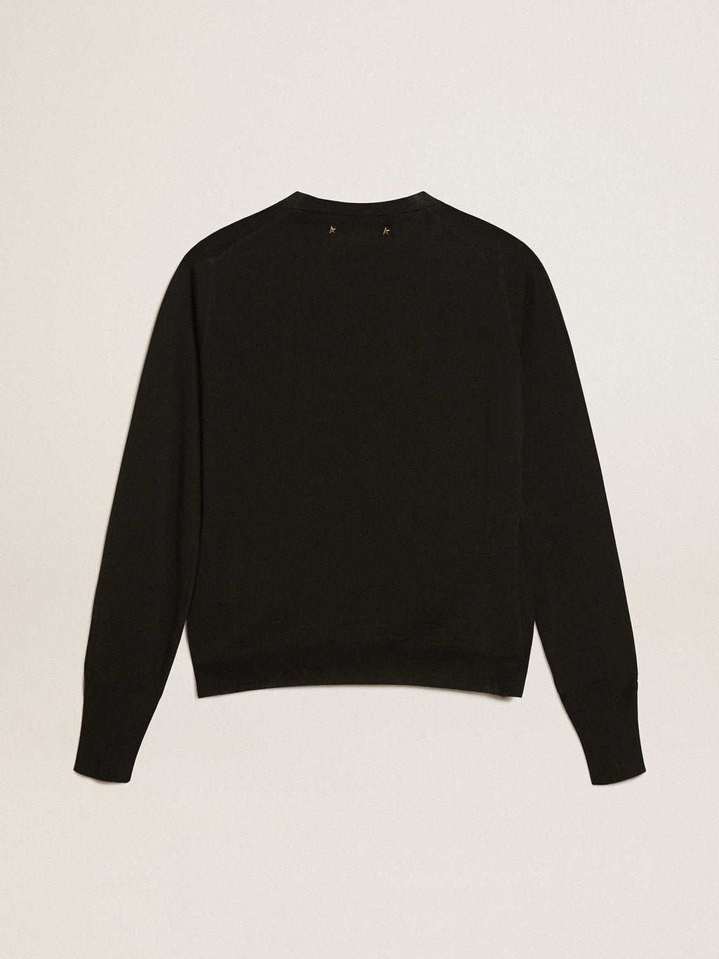 Women's round-neck sweater in black wool| Golden Goose