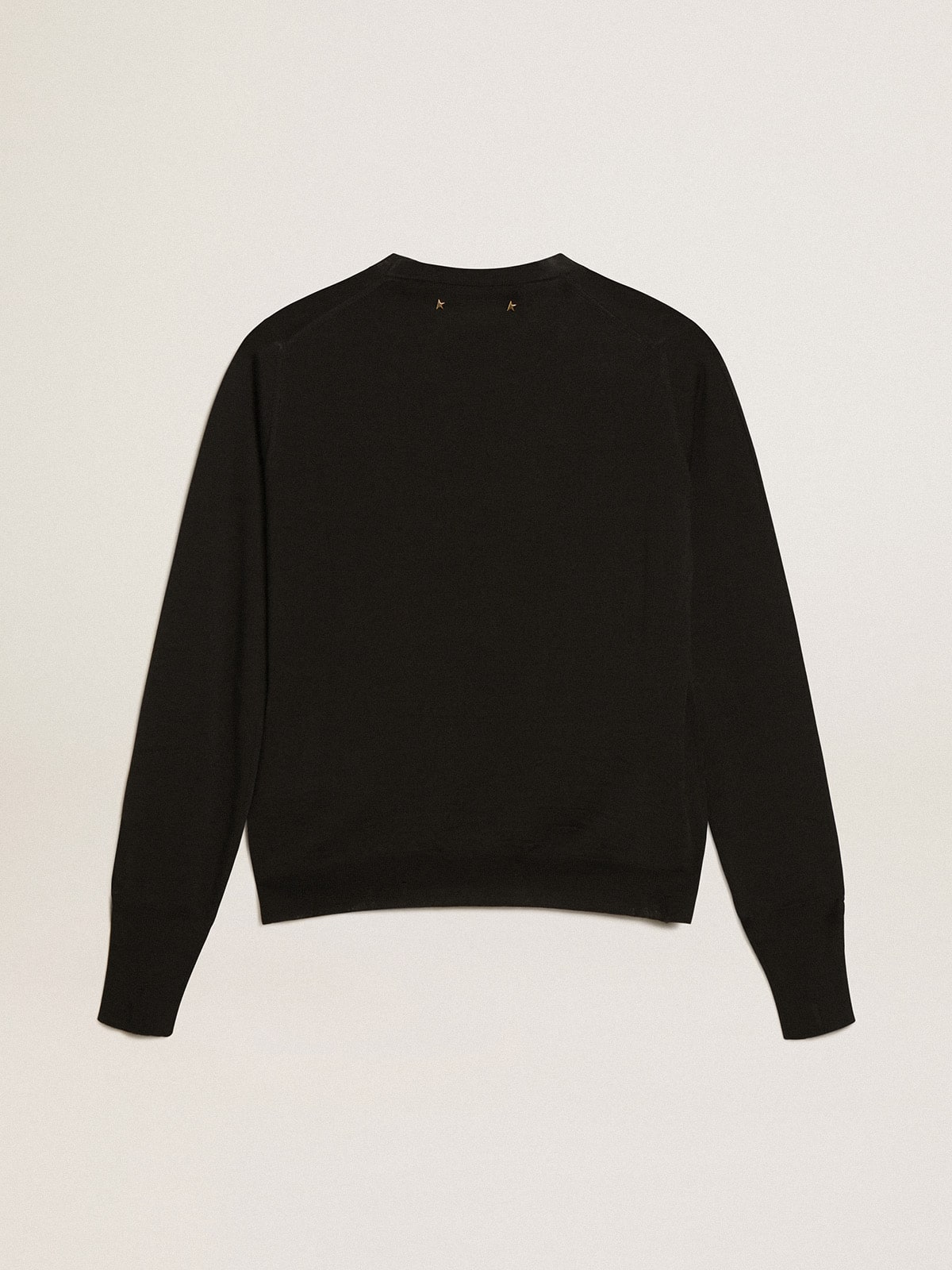 Women's round-neck sweater in black wool| Golden Goose