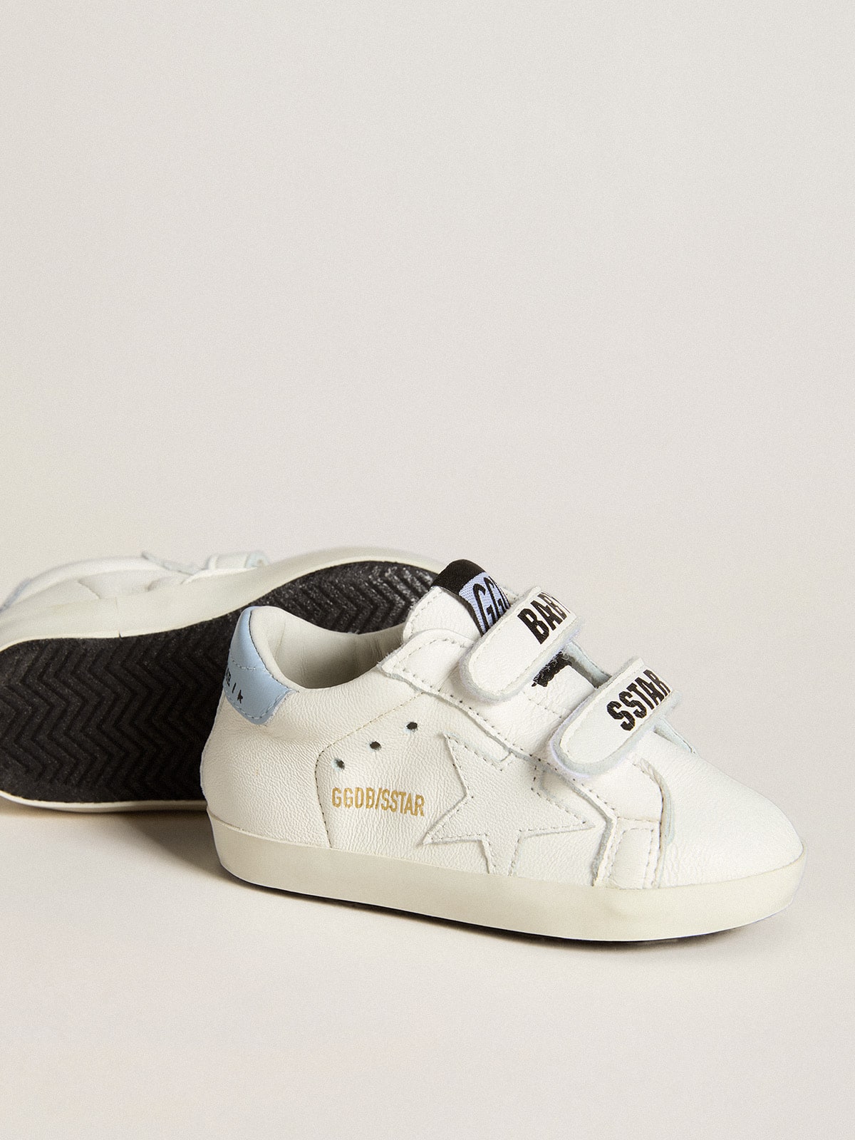 Baby School set in white nappa with light blue leather heel tab| Golden Goose
