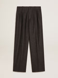 Pants in dark gray wool flannel| Golden Goose