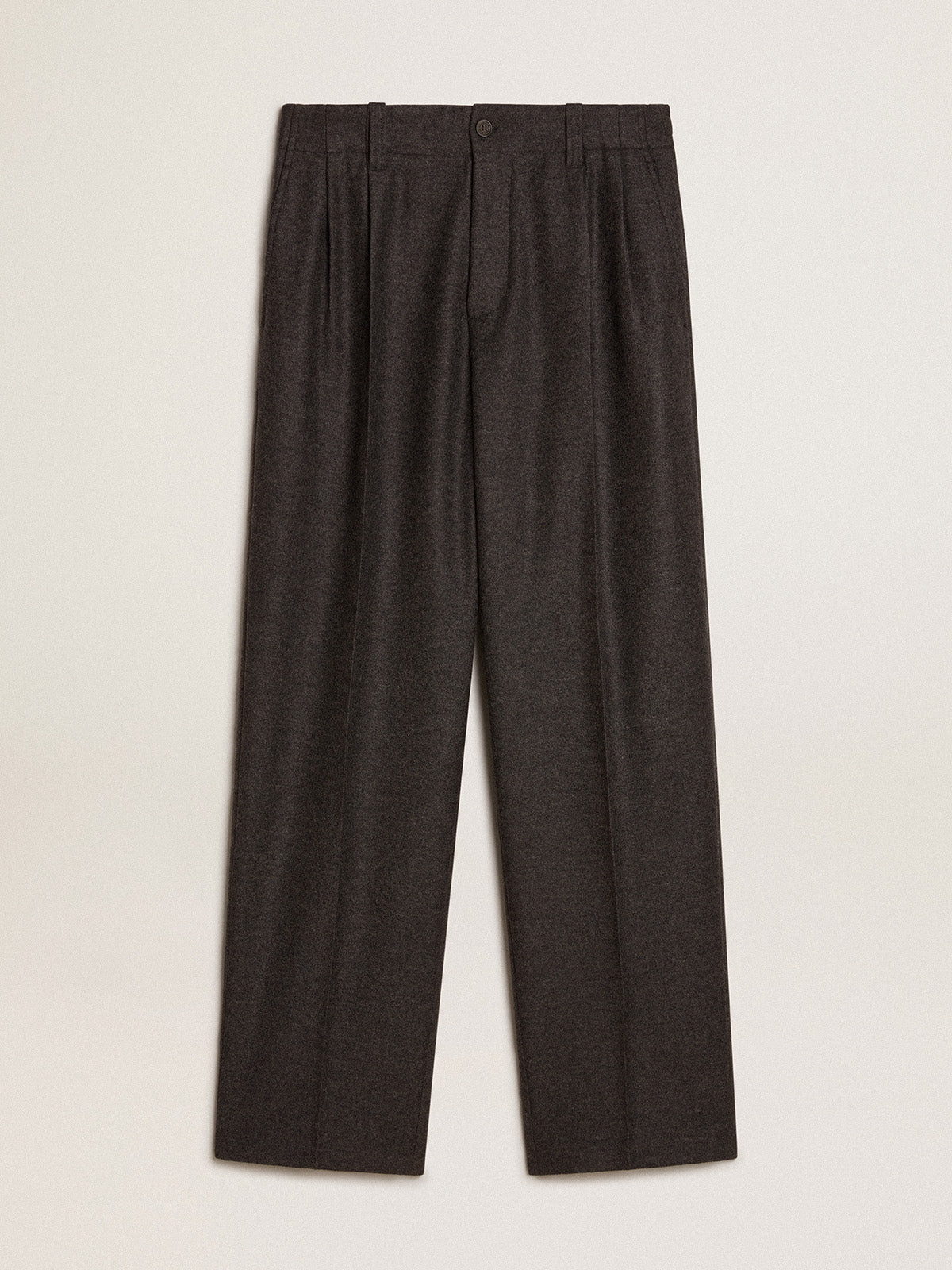 Pants in dark gray wool flannel| Golden Goose