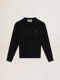 Black Athena Star Collection sweatshirt with tone-on-tone star on the front| Golden Goose
