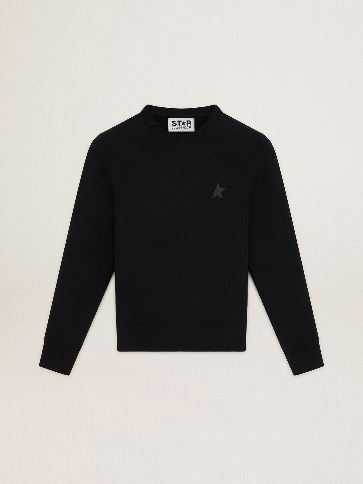 Black Athena Star Collection sweatshirt with tone-on-tone star on the front| Golden Goose