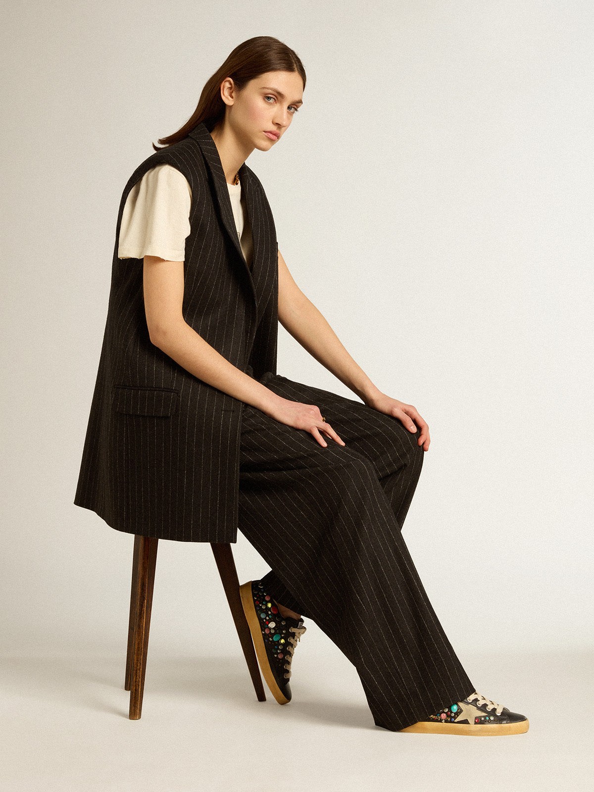Super-Star with multicolored studs and beige suede star| Golden Goose
