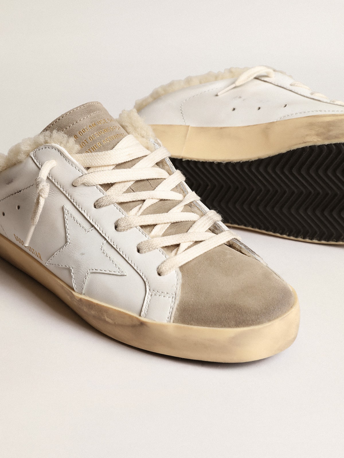 Super-Star Sabots with white leather star and shearling lining| Golden Goose