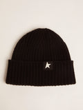 Black wool beanie with white star| Golden Goose