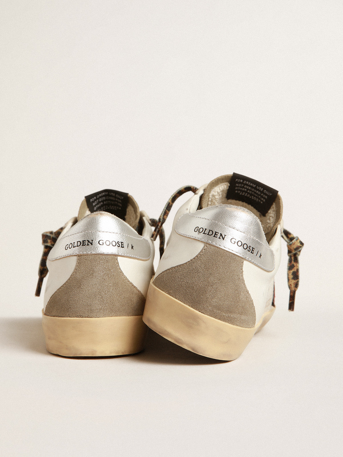 Super-Star with burgundy glitter star and silver heel tab| Golden Goose