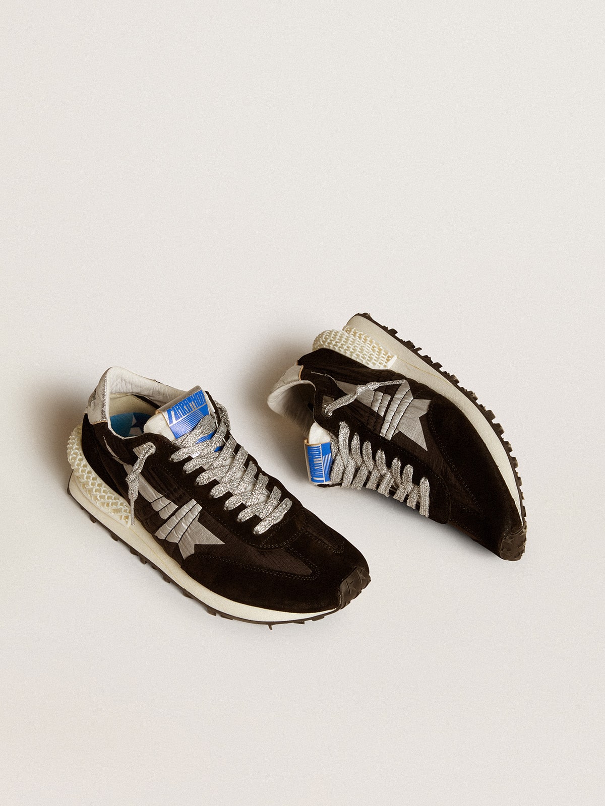 Women's Marathon with black ripstop nylon upper and silver star| Golden Goose