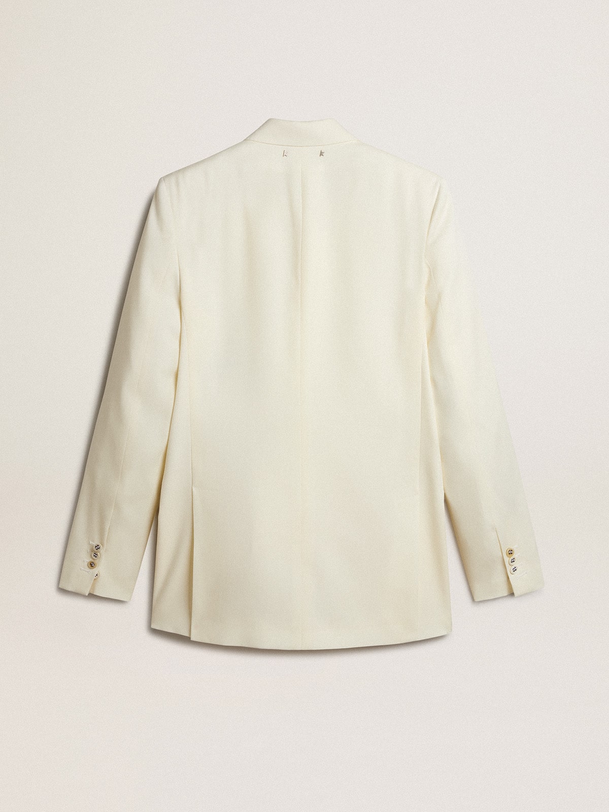 Men's cream-colored double-breasted blazer